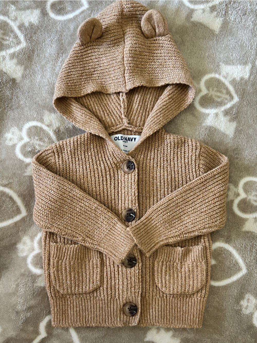Brown teddy baby cardigan